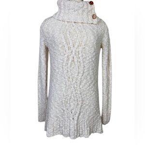 Anthropologie Moth Womens Sweater Solid Ivory Texture Cotton Nylon Sz S